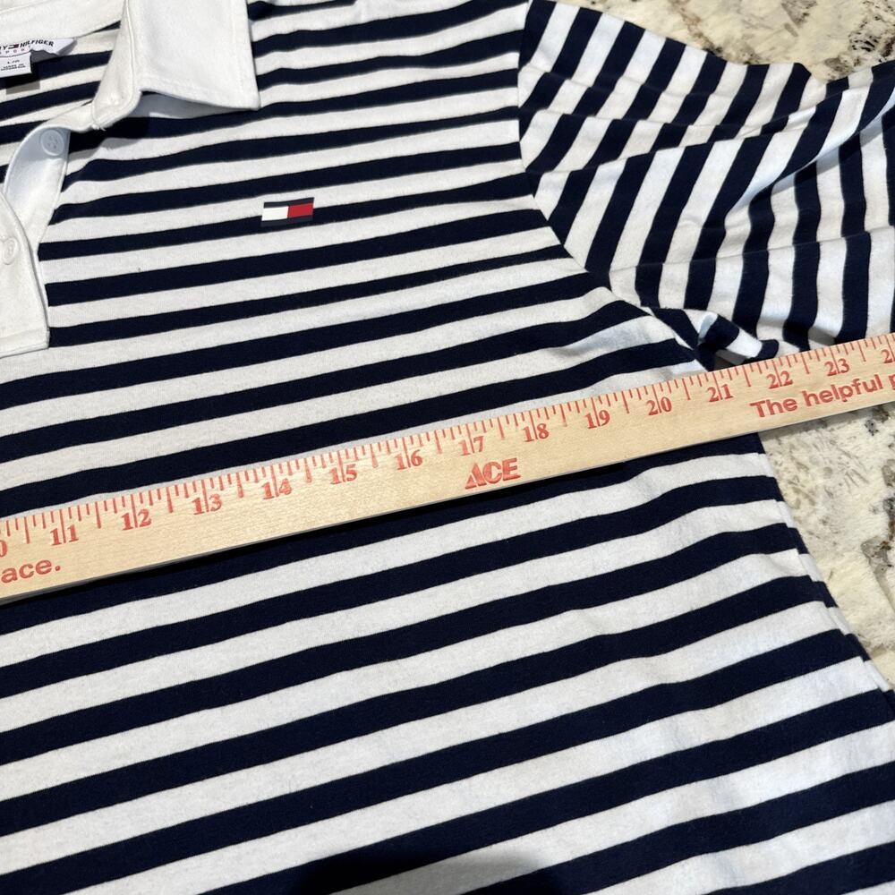 Tommy Hilfiger Sport Women’s Large Navy & White Striped Shirt Coastal Preppy - Picture 10 of 10